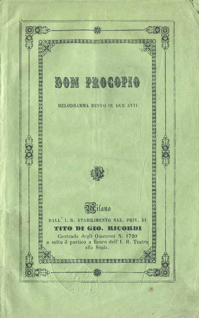 Don Procopio. Melodramma buffo in due atti